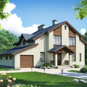 Дом с мансардой 258 м² (Д-154) — вид 1