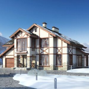 Дом с мансардой 300 м² (Д-188) — вид 1
