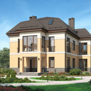 Двухэтажный дом с мансардой 351 м² (Д-295) — вид 1