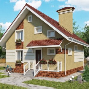 Двухэтажный дом 129,0 м² (Д-370) — вид 1