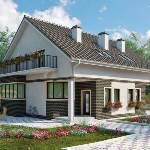 Двухэтажный дом с мансардой 206,2 м² (Д-386) — вид 1