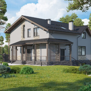 Дом с мансардой 394 м² (Д-472) — вид 1