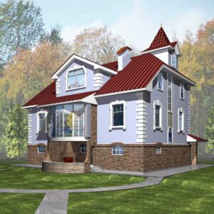 Двухэтажный дом с мансардой 320 м² (Д-499) — вид 1